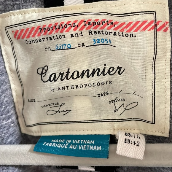 ANTHROPOLOGIE (cartonnier) dark gray blazer - Picture 2 of 3